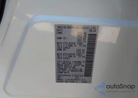 2016 Infiniti Qx60 from USA, damaged, VIN 5N1AL0MN4GC532552